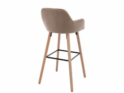 Juego de 2 taburetes de bar de terciopelo y patas madera de haya - - ELEANA^Vente-unique Online