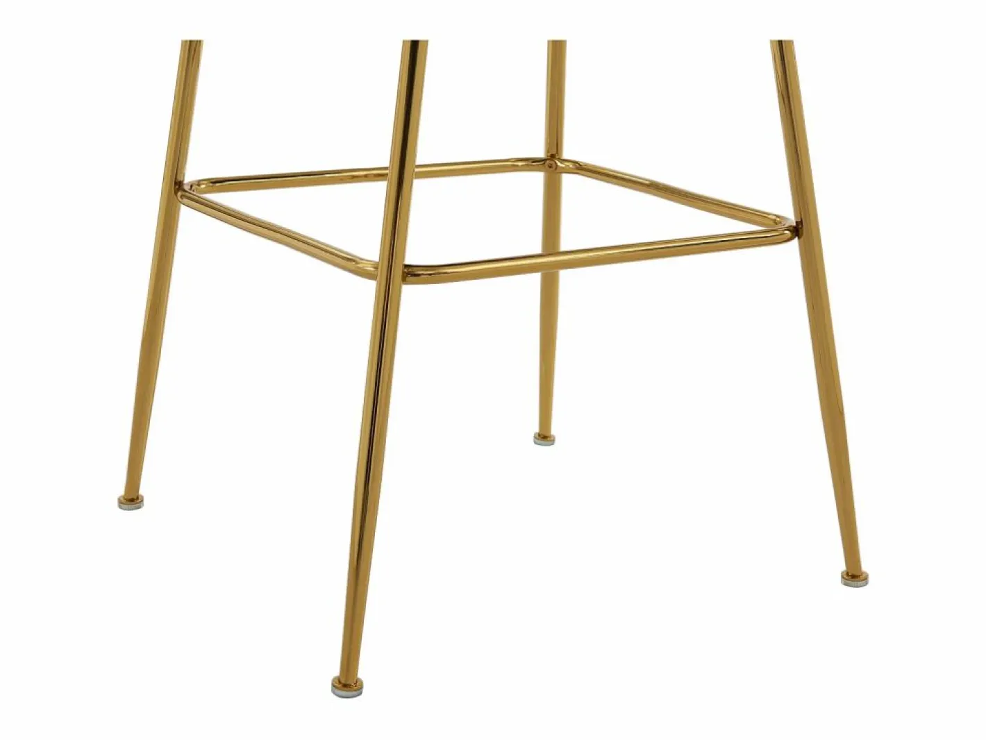 Vente-unique Juego de 2 taburetes de bar de tela rizada y metal dorado - - ALTINAM Crema Sale