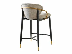 Hauss Spole Juego de 2 taburetes de bar en tejido chenilla marrón claro - Patas de metal y dorado Negro Best