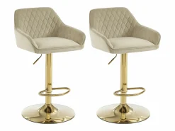 Juego de 2 taburetes de bar en terciopelo y metal dorado - Altura ajustable - - TAVOA^Vente-unique Hot