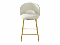 Hauss Spole Muebles De Bar|Taburete Alto|Juego de 2 taburetes de bar de tela - Respaldo calado y estructura de metal dorado