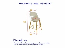 Hauss Spole Muebles De Bar|Taburete Alto|Juego de 2 taburetes de bar de tela - Respaldo calado y estructura de metal dorado