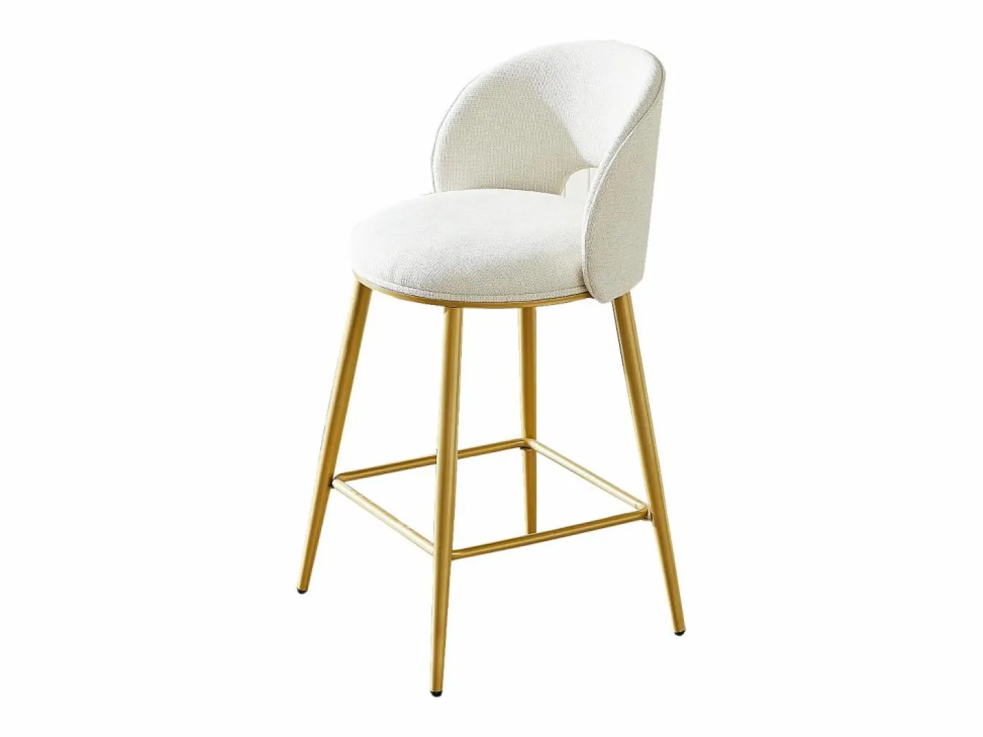 Hauss Spole Muebles De Bar|Taburete Alto|Juego de 2 taburetes de bar de tela - Respaldo calado y estructura de metal dorado
