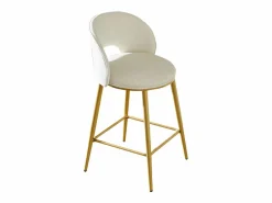 Hauss Spole Muebles De Bar|Taburete Alto|Juego de 2 taburetes de bar de tela - Respaldo calado y estructura de metal dorado
