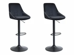Juego de 2 taburetes de bar de pana y metal - Altura ajustable - - MASURIE^Vente-unique Outlet