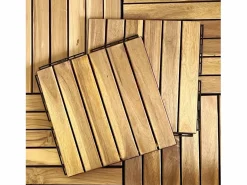 Sweeek Juego de baldosas de madera para terraza de 30 x 30 cm, diseño lineal Marru00f3n Hot