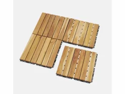 Sweeek Juego de baldosas de madera para terraza de 30 x 30 cm, diseño lineal Marru00f3n Hot