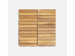 Sweeek Juego de baldosas de madera para terraza de 30 x 30 cm, diseño lineal Marru00f3n Hot