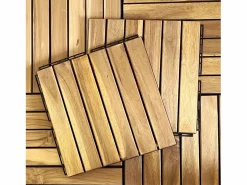 Sweeek Juego de baldosas de madera para terraza de 30 x 30 cm, diseño lineal Marru00f3n Hot