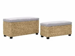 vidaxl Juego de bancos 2 piezas hierba marina Gris
