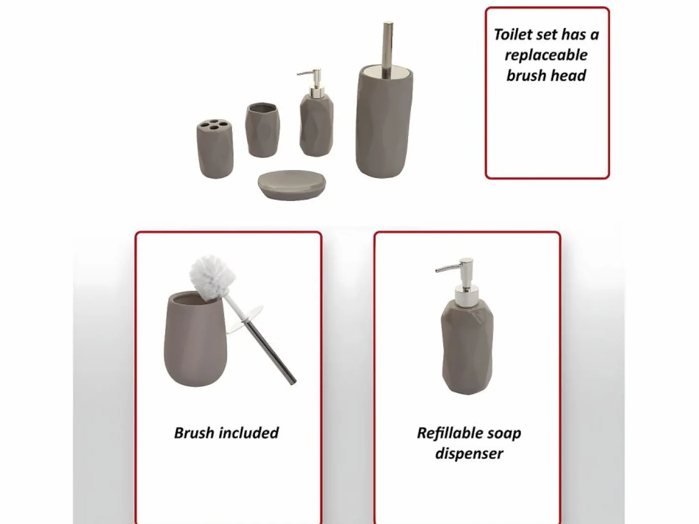 Juego de baño de 5 piezas -H88,^MCW Outlet