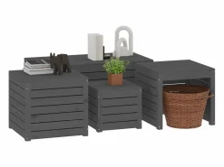 vidaxl Juego de cajas de jardín 4 piezas madera maciza de pino Gris Discount