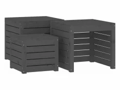 vidaxl Juego de cajas de jardín 4 piezas madera maciza de pino Gris Discount