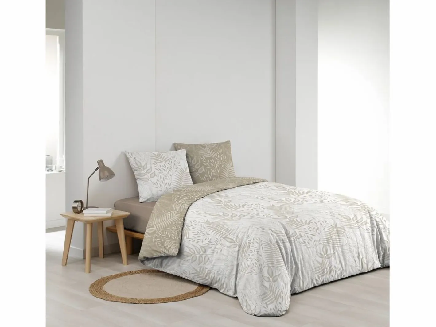 Douceur d'intérieur Ropa De Cama|Juego De Sábanas|Juego de cama Cassia 260x240 cm 100% algodón reversible taupe con 2 fundas 63x63 cm, tejido 57 hilos/cm², certificado Oeko-Tex