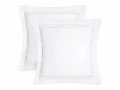 Palacio Ropa De Cama|Juego De Sábanas|Juego de cama en percal 80 hilos/ cm² - Funda 220 x 240 cm + 2 fundas Blanco y beige - CHARMY