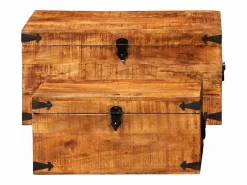 vidaxl Juego de cofres de almacenamiento 2 uds madera de mango rugosa Color natural claro Sale