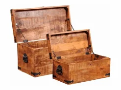 vidaxl Juego de cofres de almacenamiento 2 uds madera de mango rugosa Color natural claro Sale