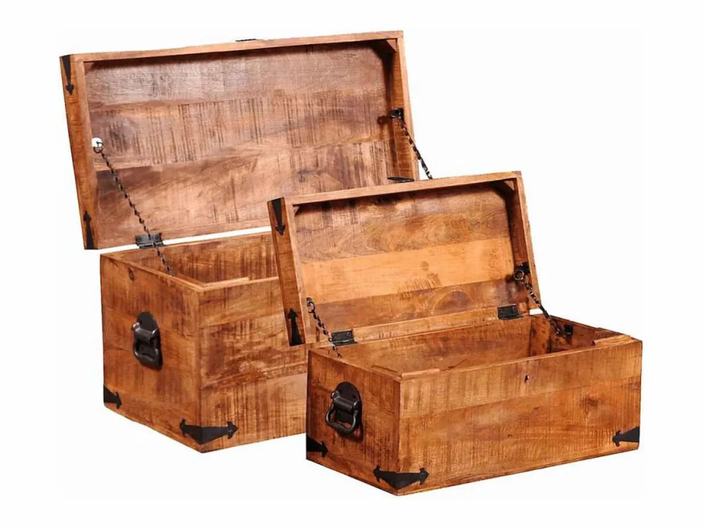 vidaxl Juego de cofres de almacenamiento 2 uds madera de mango rugosa Color natural claro Sale