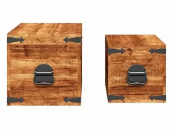 vidaxl Juego de cofres de almacenamiento 2 uds madera de mango rugosa Color natural claro Sale