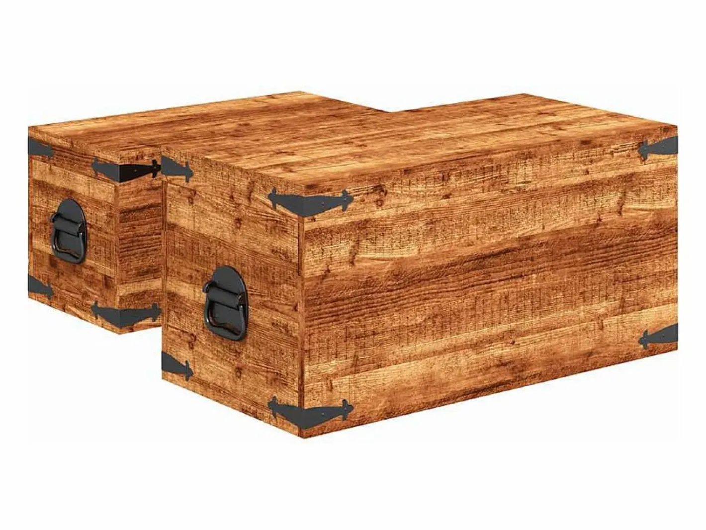 vidaxl Juego de cofres de almacenamiento 2 uds madera de mango rugosa Color natural claro Sale