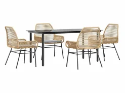 Clicnbuy Juego de comedor jardín 5 piezas cojines ratán sintético marrón Marru00f3n Clearance