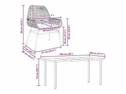Clicnbuy Juego de comedor jardín 5 piezas cojines ratán sintético marrón Marru00f3n Clearance