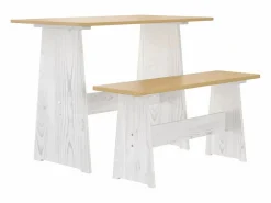 vidaxl Juego de comedor REINE 3 pzas madera maciza pino marrón blanco Color natural claro Outlet