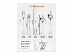 Juego de Cubiertos Juego de Cubiertos de Acero Inoxidable de 30 Piezas, para 6 Personas, para Utensilios de Cocina.^ Sale