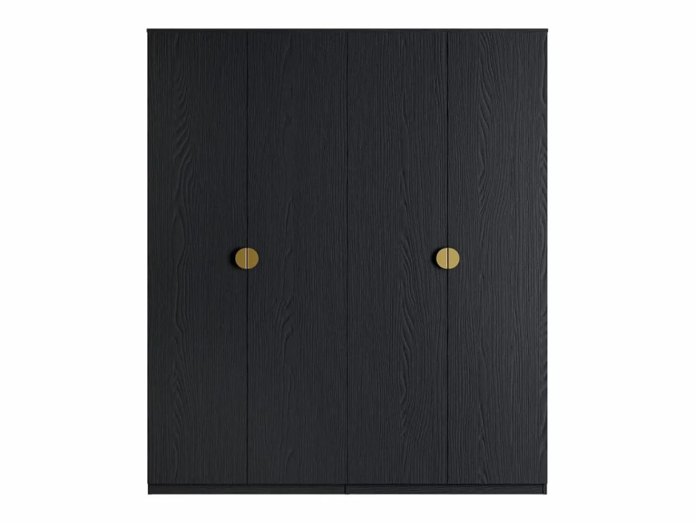 Meublorama Juego de dormitorio MONDO – estructurado y dorado – Cama 160x200 con somier + Armario + Cómoda + 2 mesitas de noche Negro
