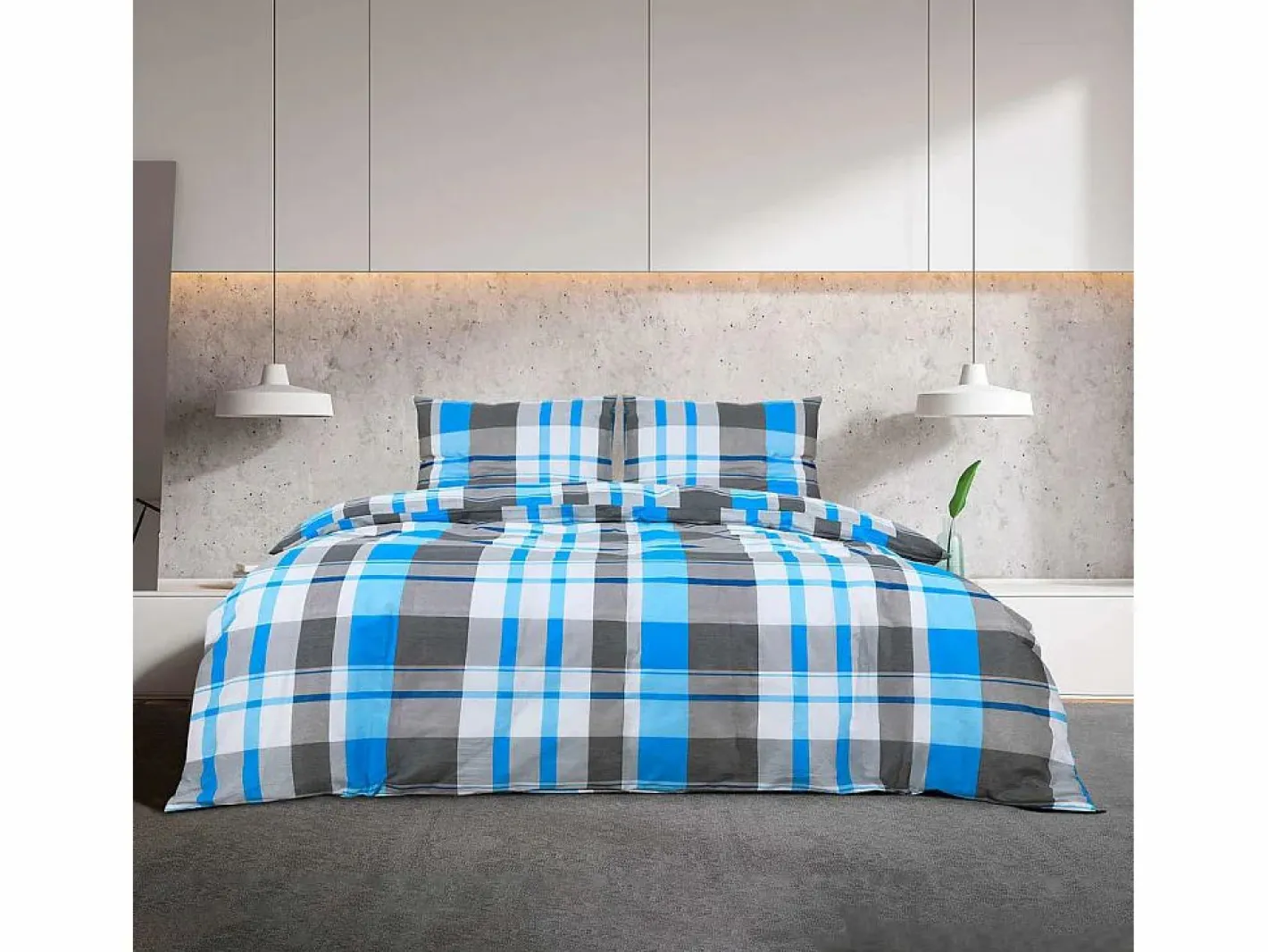 Ropa De Cama|Juego De Sábanas|Juego de funda nórdica algodón azul y 200x200 cm ES540491