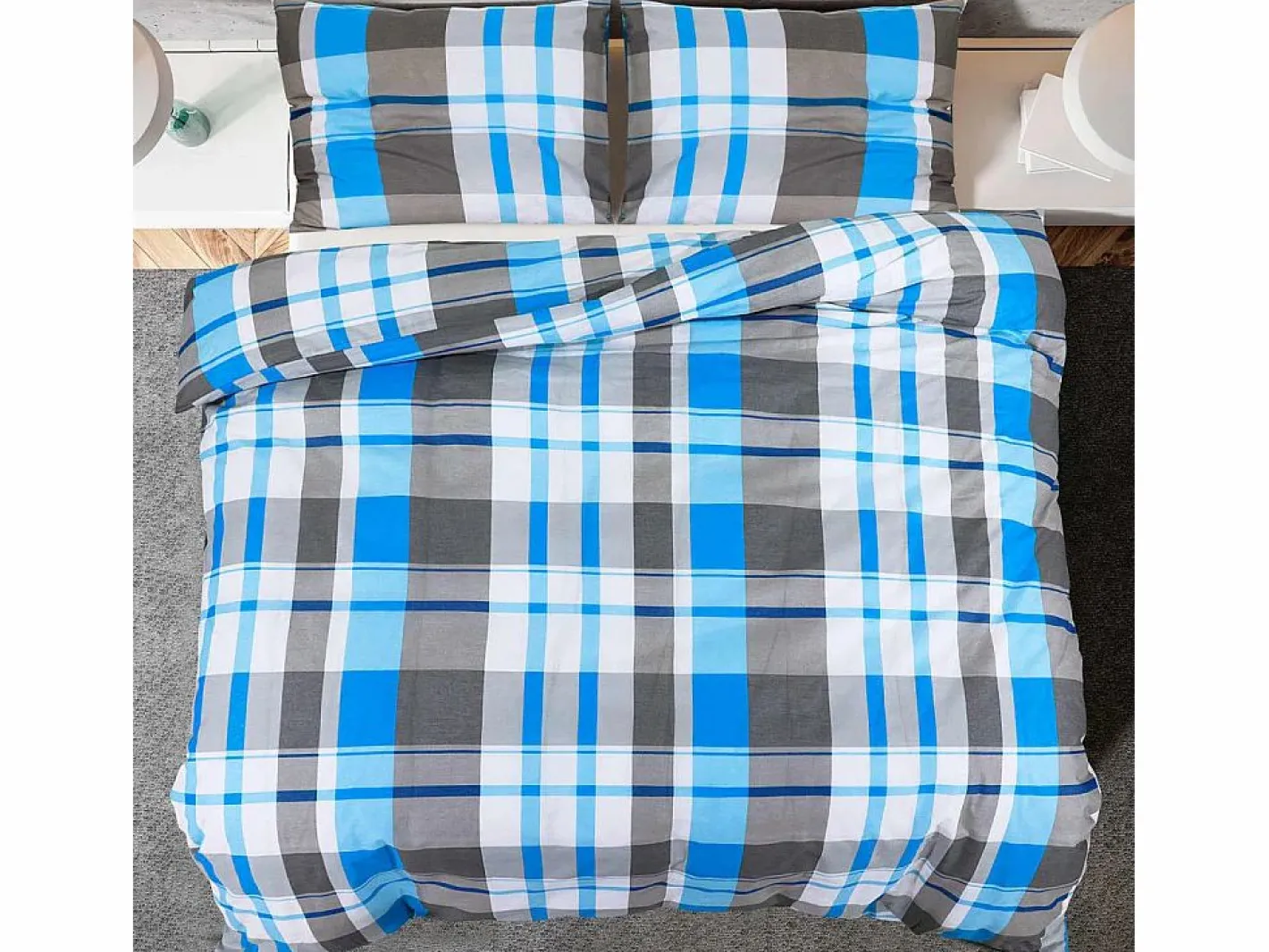 Ropa De Cama|Juego De Sábanas|Juego de funda nórdica algodón azul y 200x200 cm ES540491