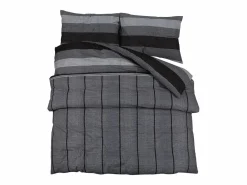 Juego de funda nórdica algodón oscuro 140x200 cm ES410336 Gris Outlet