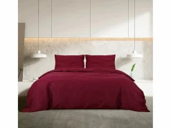 Ropa De Cama|Juego De Sábanas|Juego de funda nórdica microfibra ligera burdeos 200x200 cm ES971218