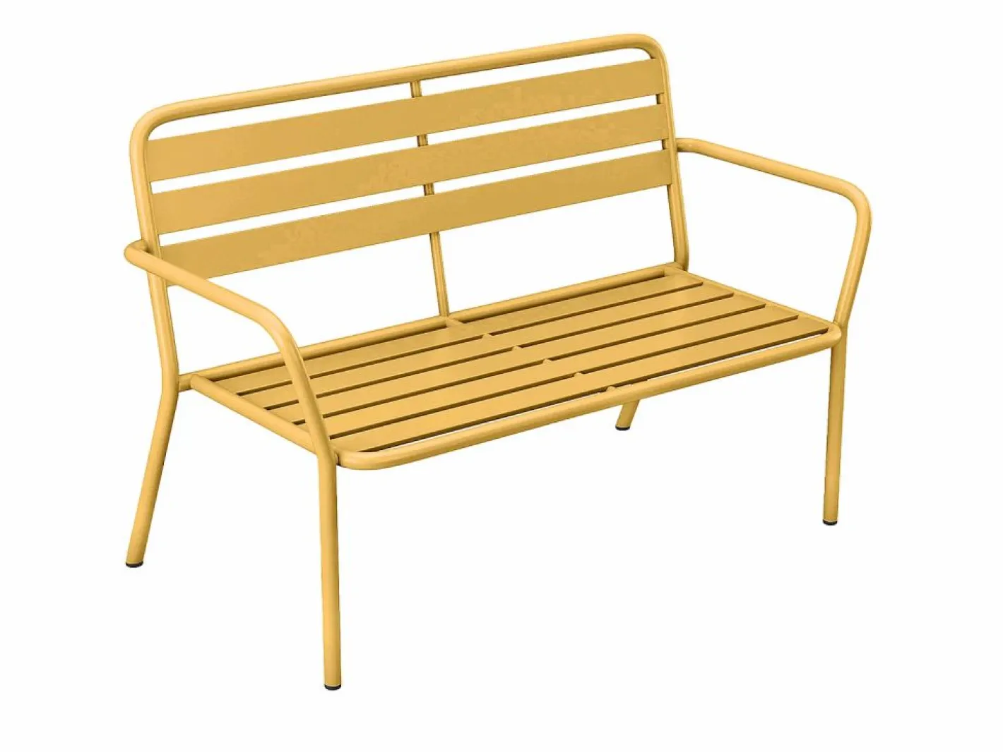 Juego de jardín en metal: un banco, 2 sillones bajos y una mesa de centro - Amarillo - MIRMANDE de^MYLIA New