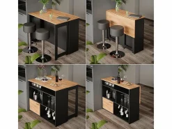 Juego de mesa de bar oro power roble/antracita 116x37x90.5 dominic^Vicco Outlet