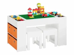 Juego de Mesa Infantil y 2 Sillas de Madera Organizador de Juguetes Multifuncional con 8 Cestas y 1 Compartimiento 87 x 50 x 50 cm KMB75-W ES^Sobuy Discount