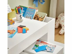 Juego de Mesa Infantil y 2 Sillas de Madera Organizador de Juguetes Multifuncional con 8 Cestas y 1 Compartimiento 87 x 50 x 50 cm KMB75-W ES^Sobuy Discount