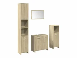 vidaxl Juego de muebles de baño 4 pzas contrachapada roble Sonoma Marru00f3n