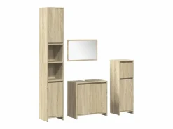 Juego de muebles de baño 4 pzas contrachapada roble Sonoma^vidaxl