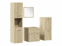 vidaxl Estantería Sobre Inodoro|Juego de muebles de baño 4 pzas contrachapada roble Sonoma