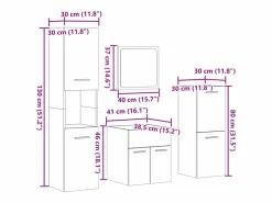 vidaxl Estantería Sobre Inodoro|Juego de muebles de baño 4 pzas contrachapada roble Sonoma