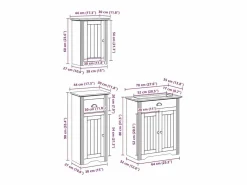 vidaxl Estantería Sobre Inodoro|Juego de muebles de baño BODO 3 pzas madera maciza pino