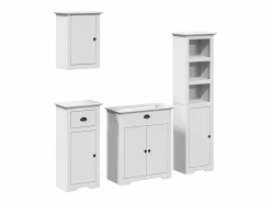 vidaxl Estantería Sobre Inodoro|Juego de muebles de baño BODO 4 pzas madera maciza pino