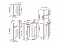 vidaxl Estantería Sobre Inodoro|Juego de muebles de baño BODO 4 pzas madera maciza pino
