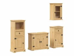 vidaxl Juego de muebles de baño Corona 4 pzas madera maciza pino Marru00f3n