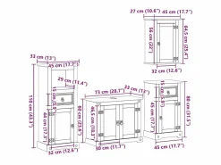 vidaxl Juego de muebles de baño Corona 4 pzas madera maciza pino Marru00f3n