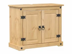 vidaxl Juego de muebles de baño Corona 4 pzas madera maciza pino Marru00f3n