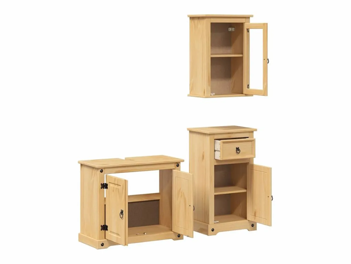 vidaxl Estantería Sobre Inodoro|Juego de muebles de baño Corona 3 pzas madera maciza pino
