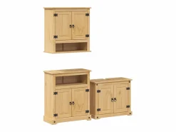 Juego de muebles de baño Corona 3 pzas madera maciza pino^vidaxl Outlet