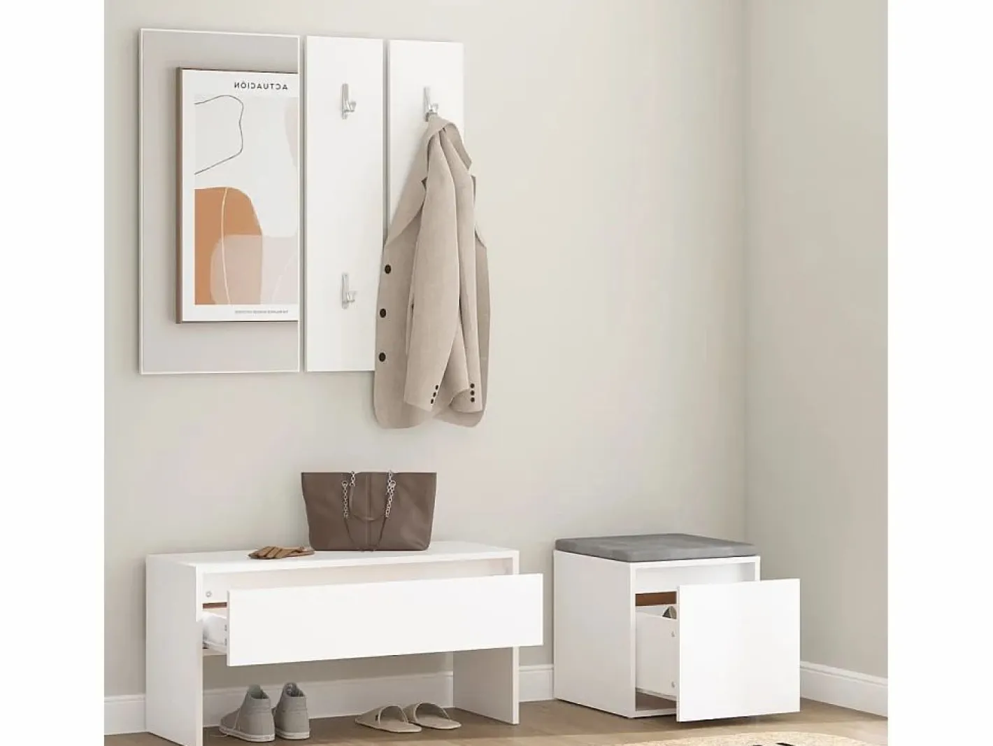 Juego de muebles de recibidor madera contrachapada ES549166 Blanco Clearance
